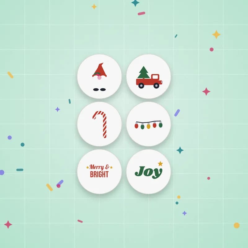Christmas sticker sheet for Print Then Cut cut file preview
