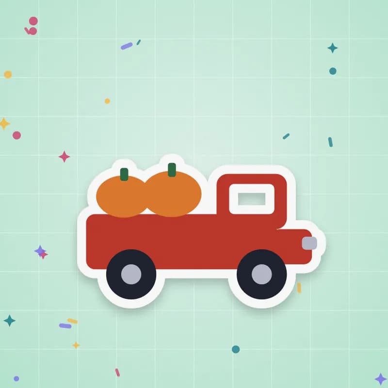 Little red truck with pumpkins cut file preview