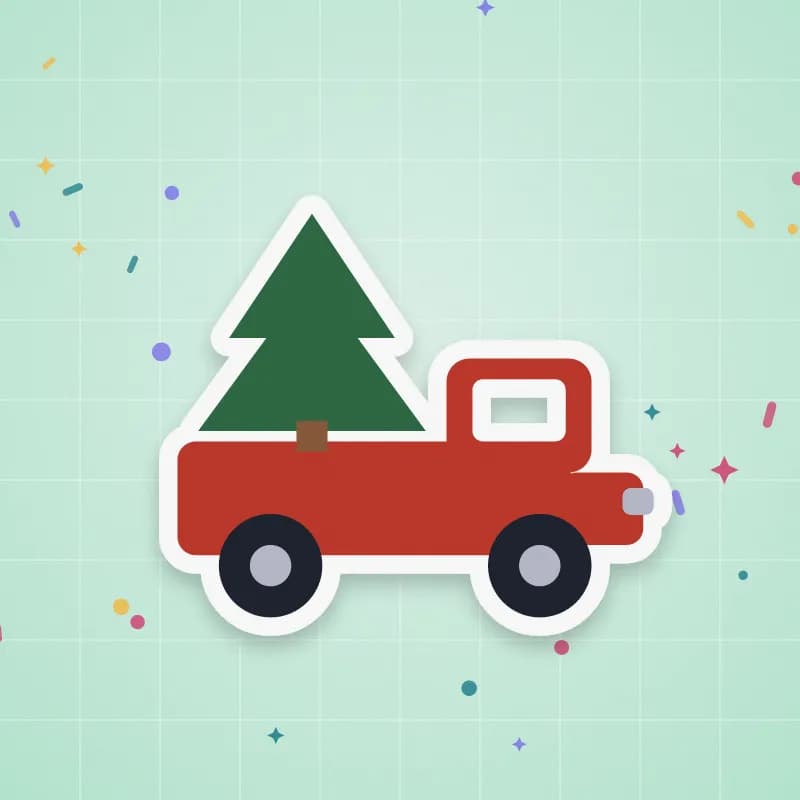Little red truck with a tree preview