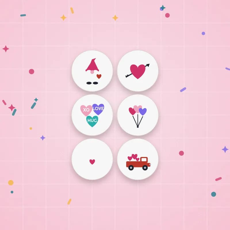 Valentines sticker sheet for Print Then Cut cut file preview