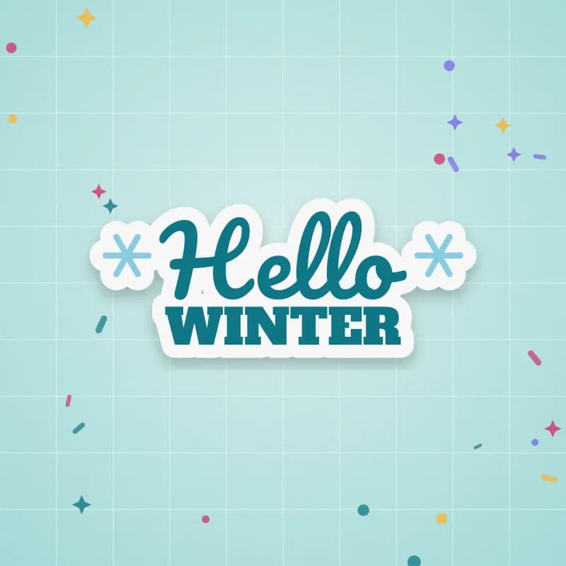 Hello Winter with snowflakes cut file preview